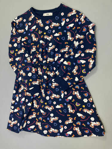 Robe m.l molleton bleu foncé licornes arc-en-ciel, moins cher chez Petit Kiwi