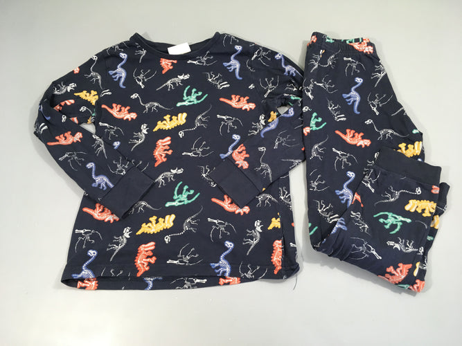 Pyjama 2pcs jersey bleu foncé dinos squelettes, moins cher chez Petit Kiwi