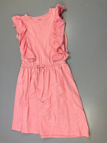 Robe s.m jersey rose clair froufrou manches, moins cher chez Petit Kiwi