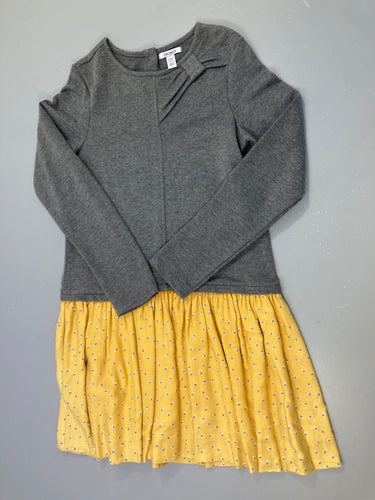 Robe m.l bi-matière Molleton gris bas jaune pois, moins cher chez Petit Kiwi