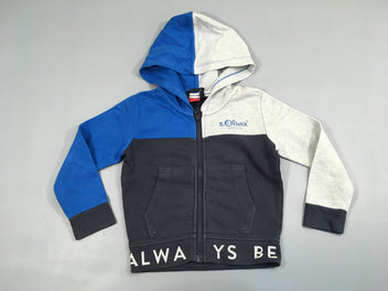 Sweat zippéà capuche bleu/gris chiné Always