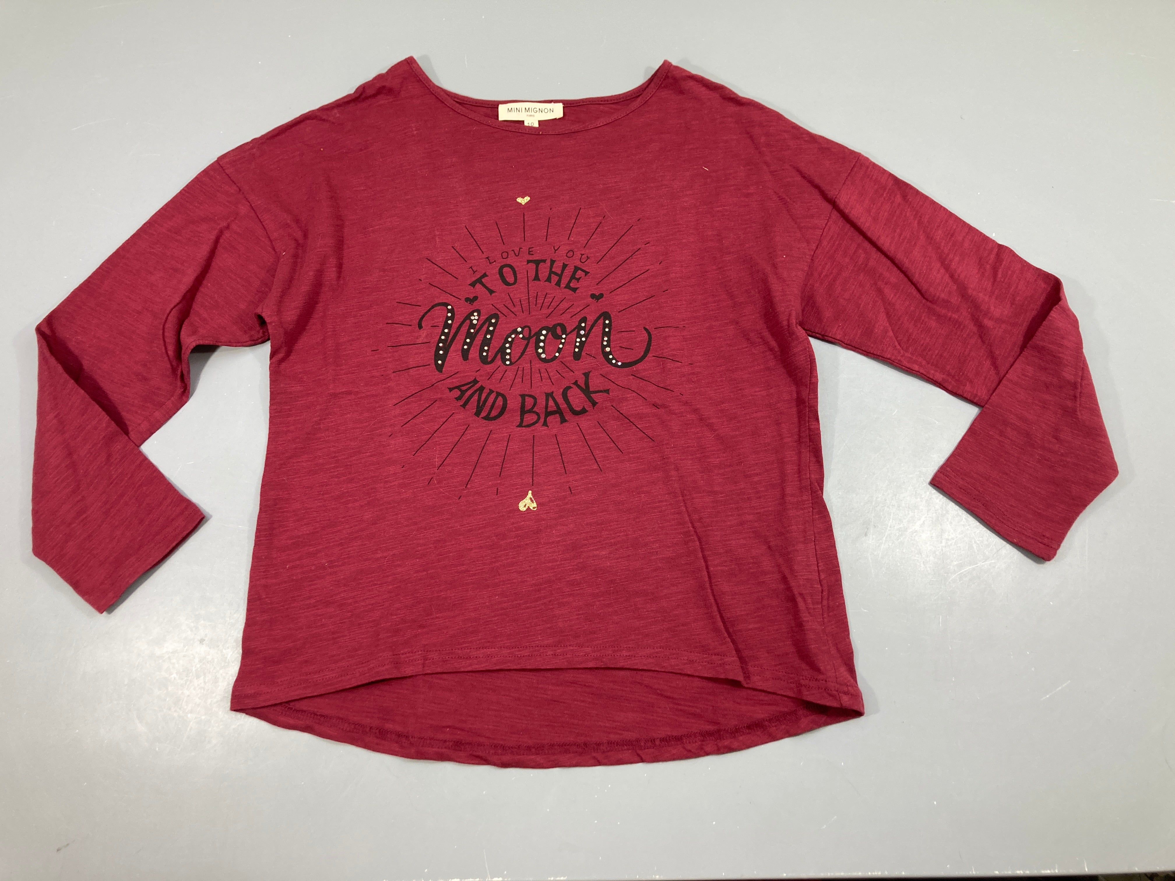 T-shirt m.l aubergine flammé Moon Strass