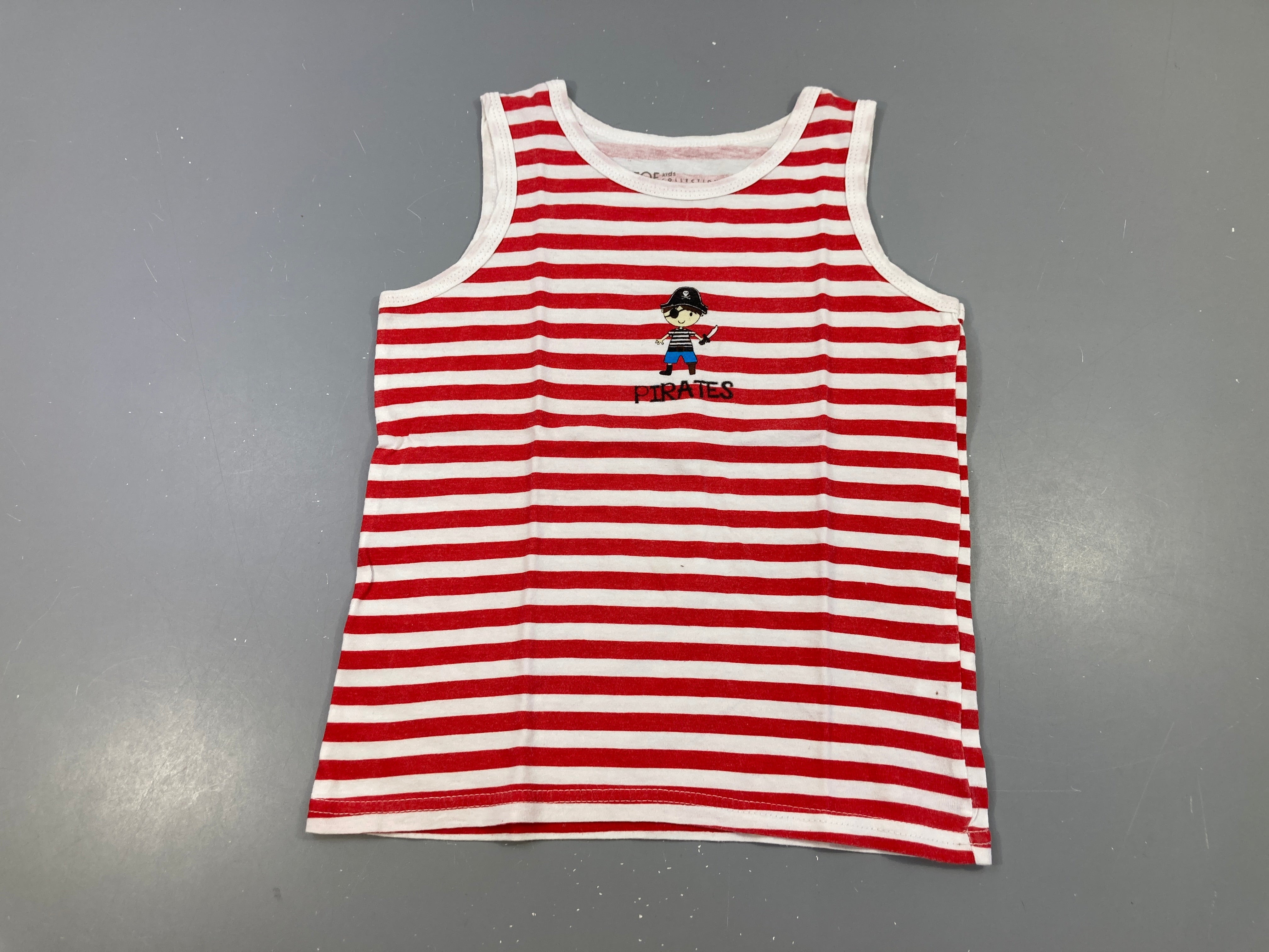 Débardeur blanc rayé rouge Pirates