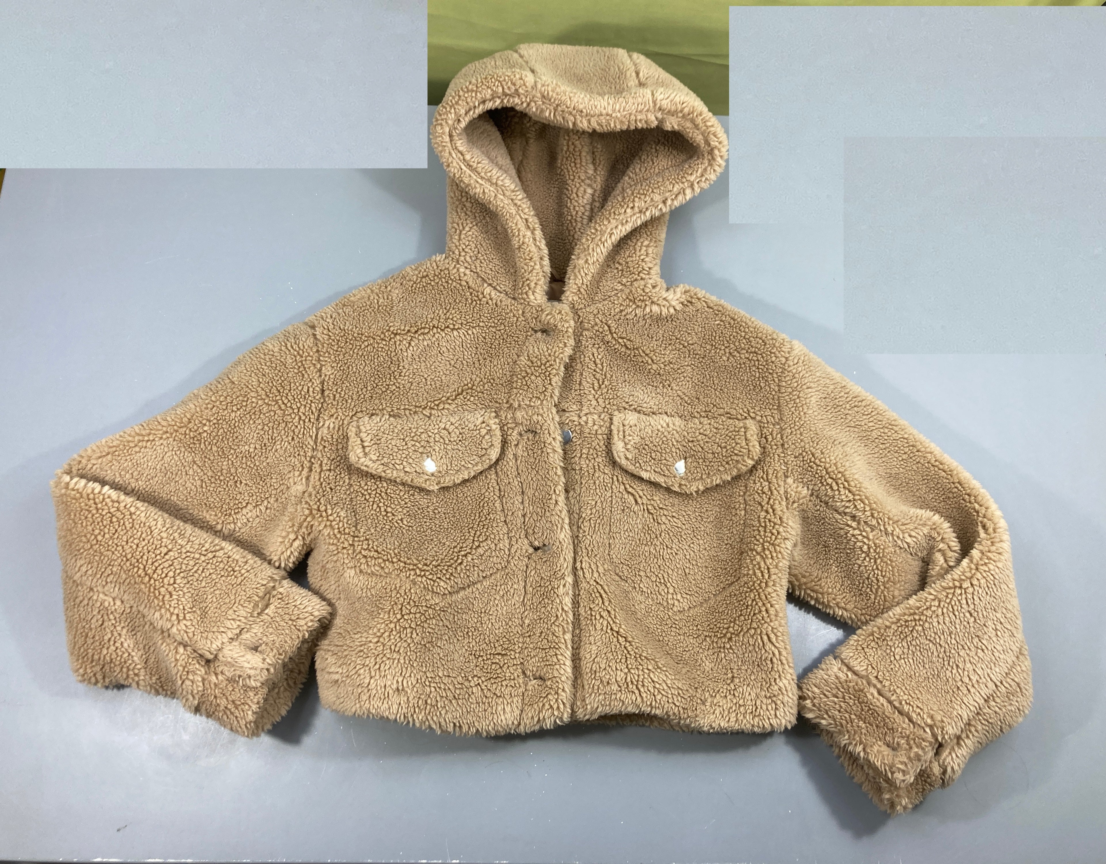 Veste teddy peluche beige à capuche Pull&Bear
