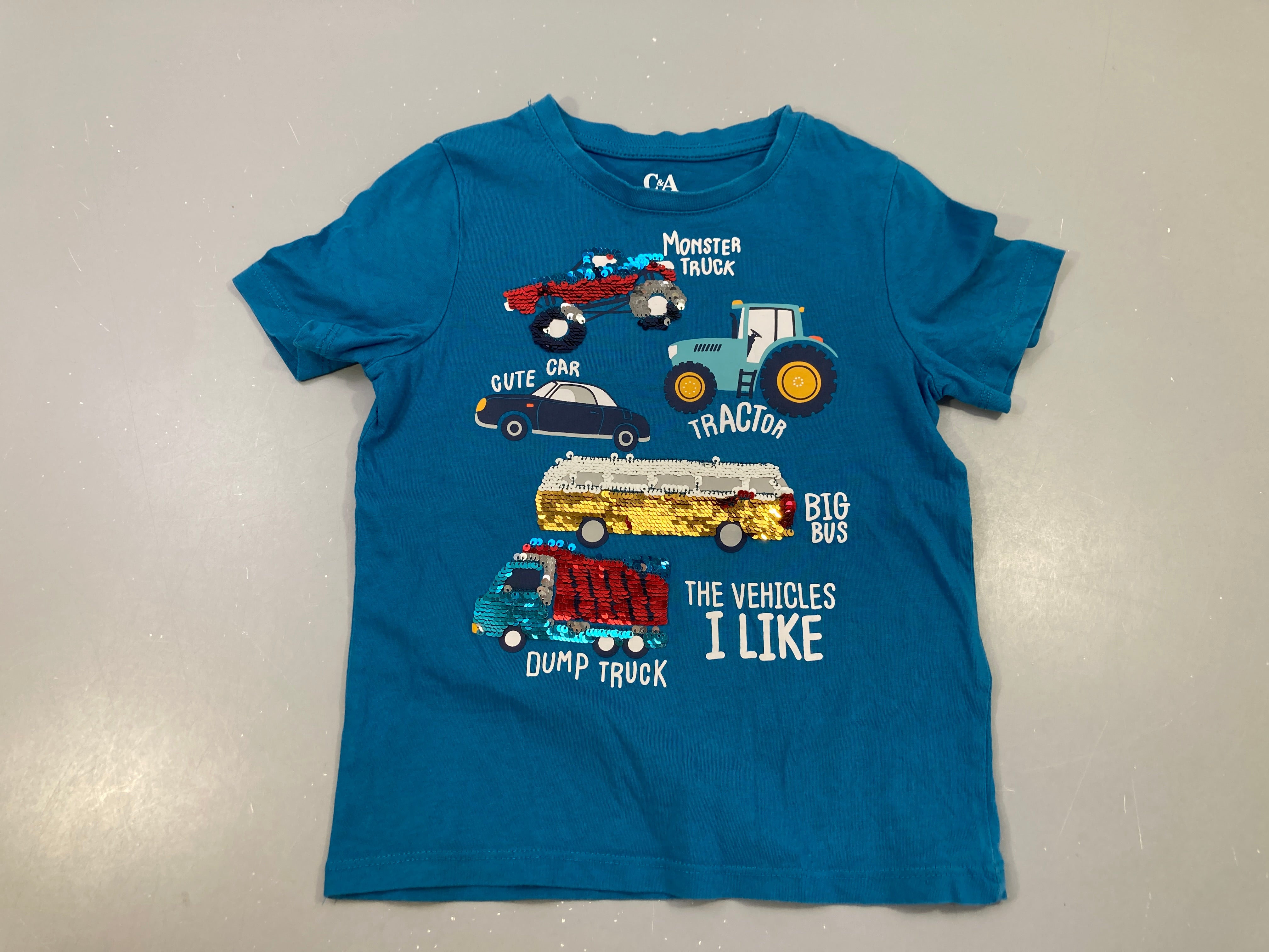 T-shirt m.c bleu Véhicule sequins