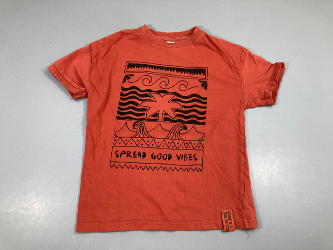T-shirt m.c terracotta Good vibes, moins cher chez Petit Kiwi