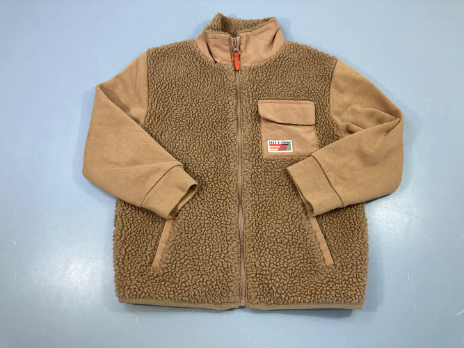 Sweat zippé teddy/molleton brun poche, moins cher chez Petit Kiwi