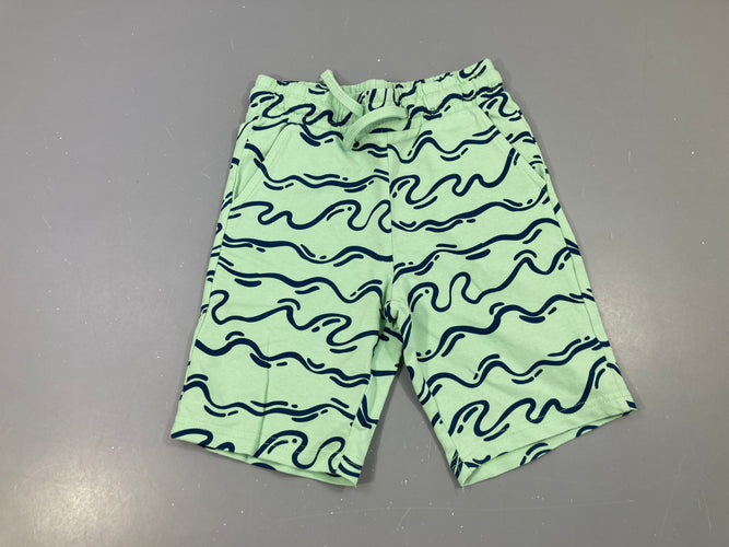 Bermuda  molleton vert d'eau vagues bleues, moins cher chez Petit Kiwi