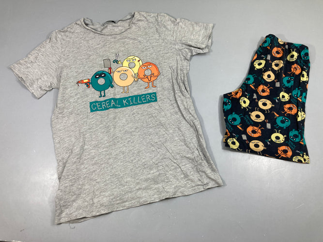 Pyjashort 2pcs jersey gris chiné Ceral killers, moins cher chez Petit Kiwi