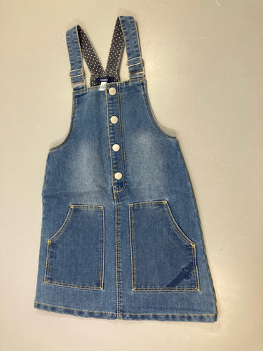 Robe salopette en jean, moins cher chez Petit Kiwi