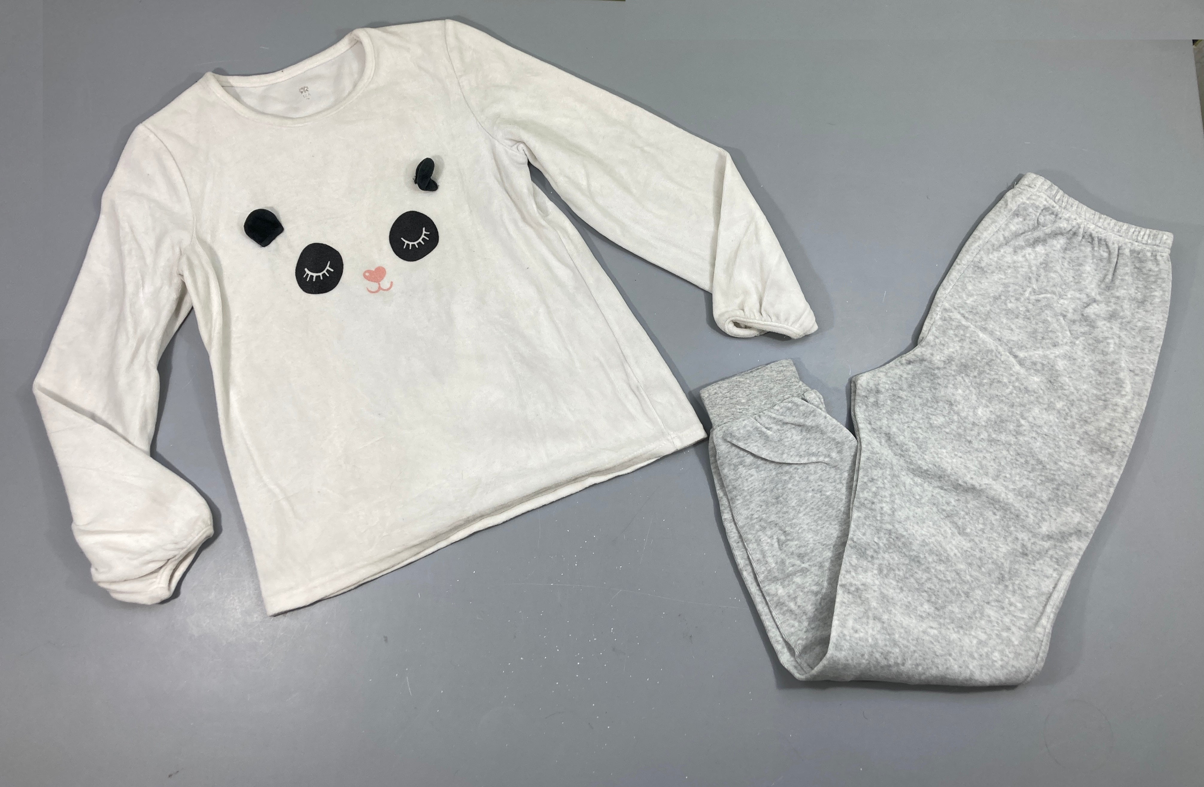 Pyjama 2pcs velours blanc-gris Panda