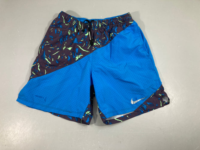 Maillot short bleu motifs en biais, moins cher chez Petit Kiwi