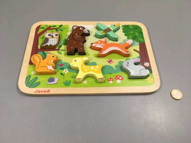 Planche puzzle en bois animaux forêt, moins cher chez Petit Kiwi