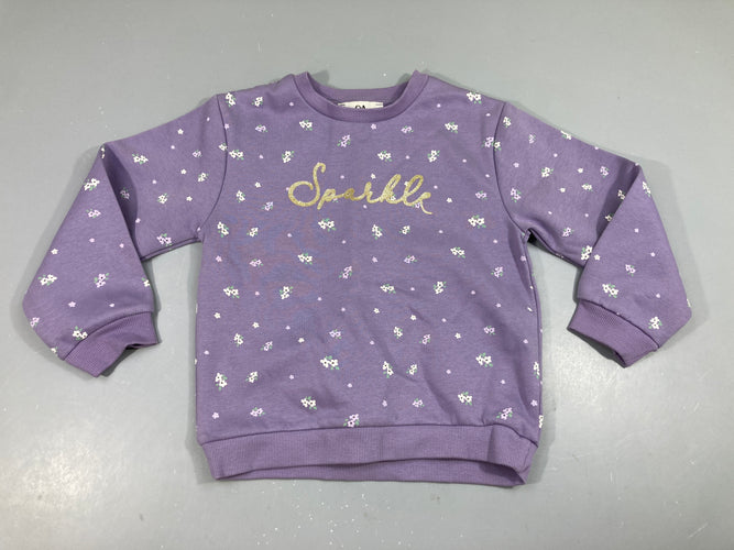 Sweat mauve fleurs Sparkle, moins cher chez Petit Kiwi