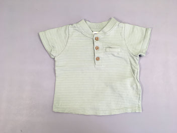 T-shirt m.c vert d'eau texturé 3 boutons poche chino