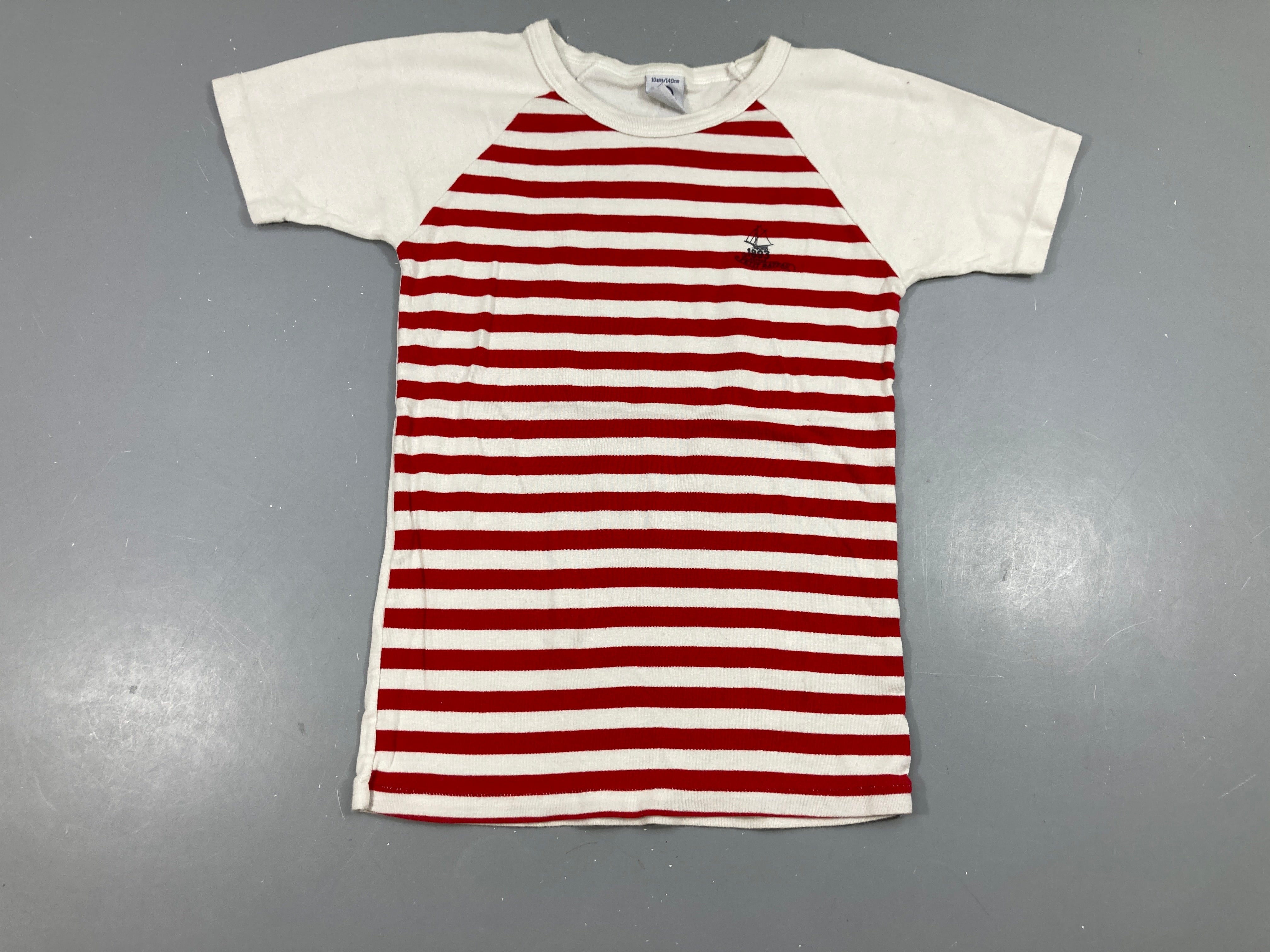 T-shirt m.c blanc rayé rouge