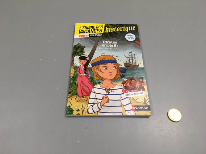 L'énigme des vacances, roman jeu pour réviser, Pirates en péril, Nathan, 7-8 ans, moins cher chez Petit Kiwi