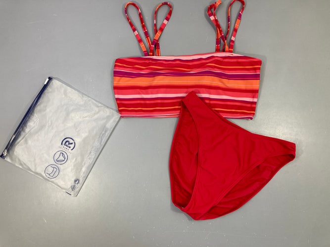 Etat neuf-Bikini rouge haut rayé, moins cher chez Petit Kiwi