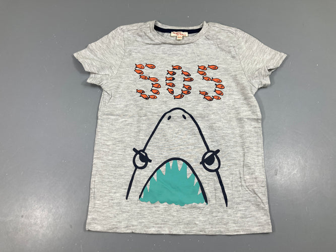 T-shirt m.c gris chiné poissons, moins cher chez Petit Kiwi