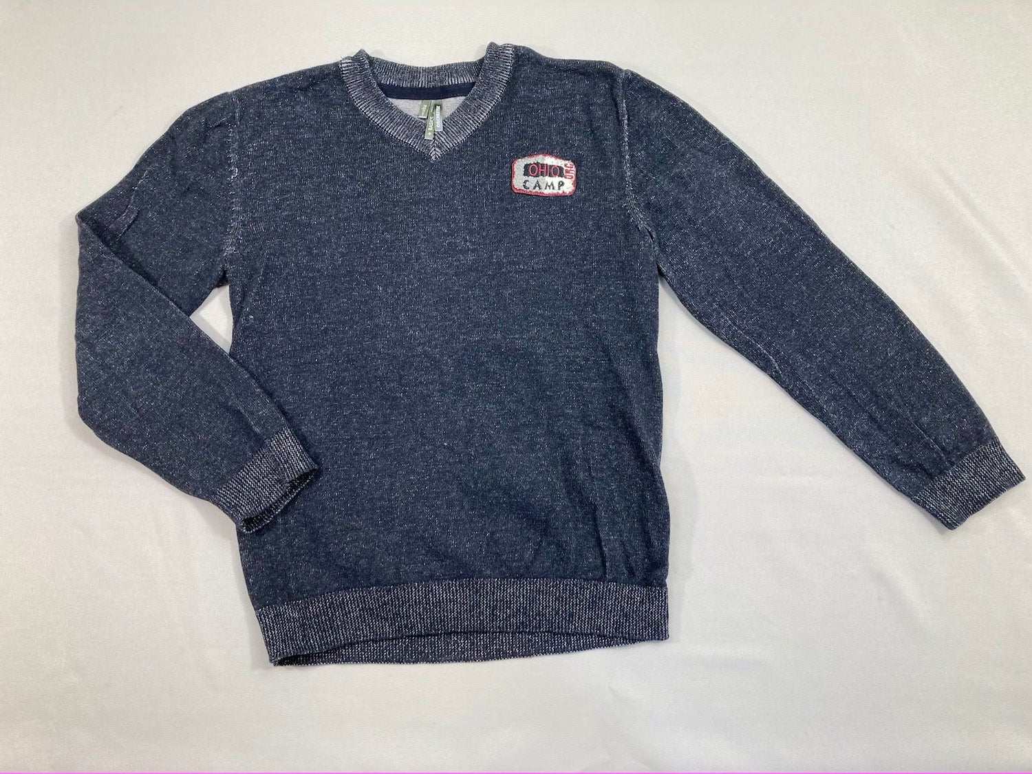 Pull bleu foncé chiné col V ohio camp