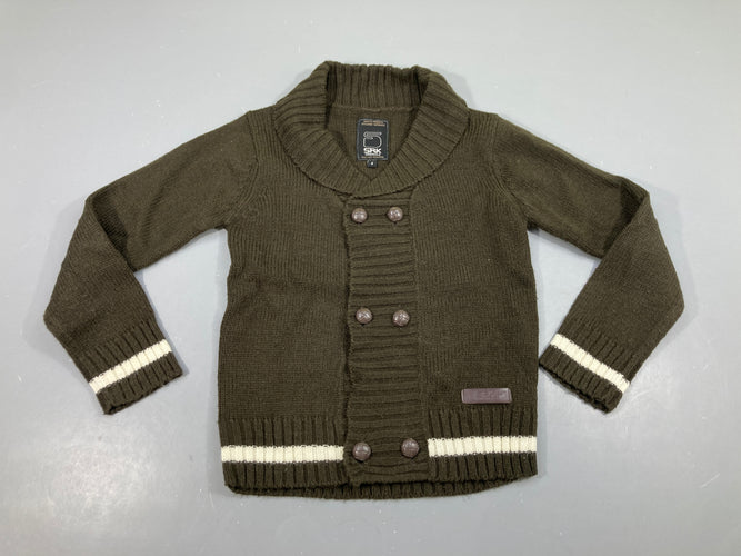 Pull col châle brun, moins cher chez Petit Kiwi