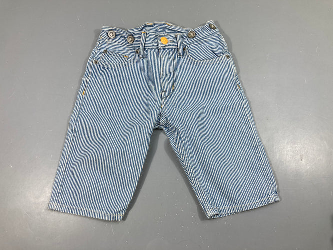 Bermuda cotton ligné bleu-blanc, moins cher chez Petit Kiwi