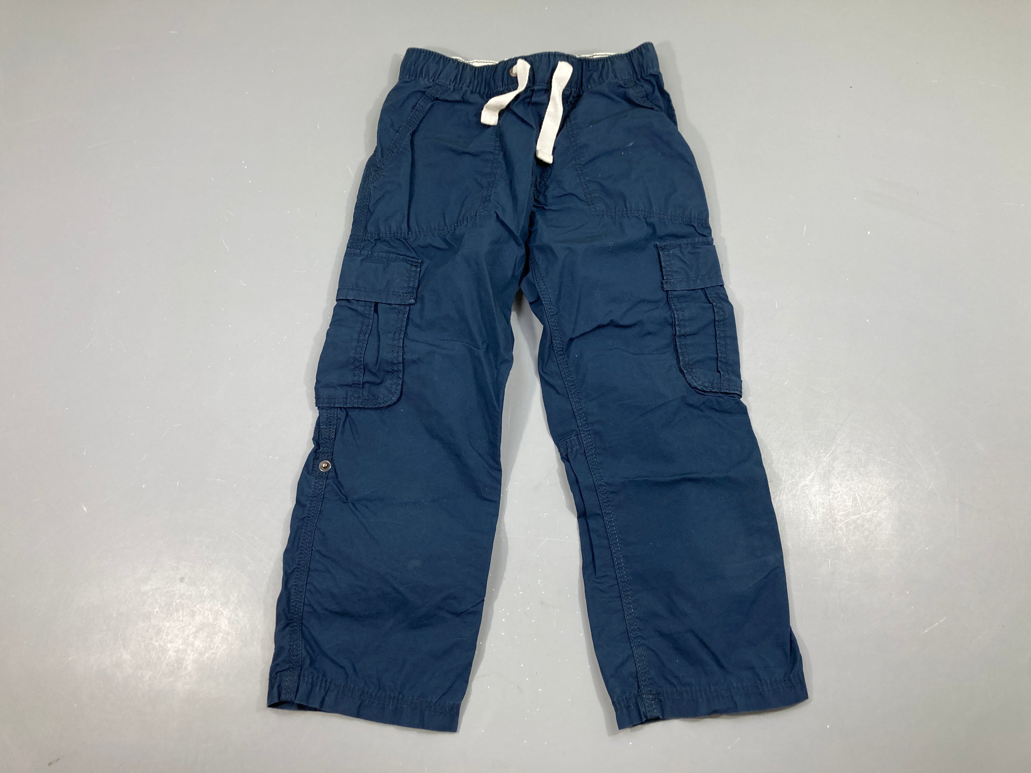 Pantalon bleu cargo taille élastique