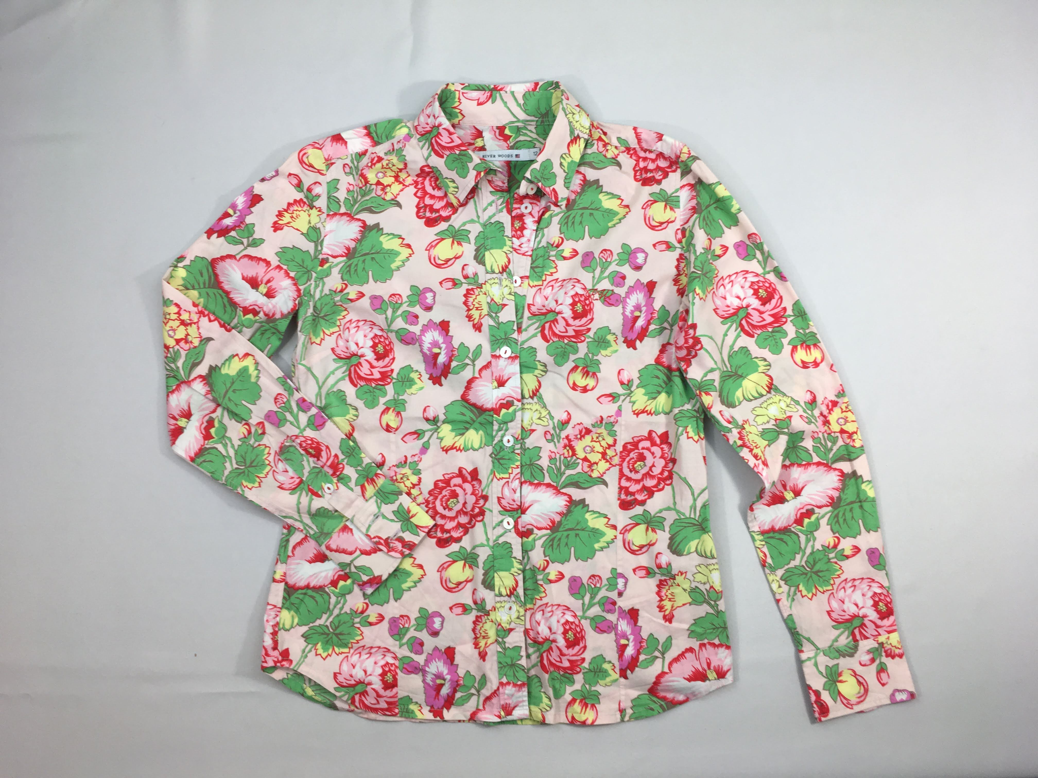 Chemisiser rose fleuri vert