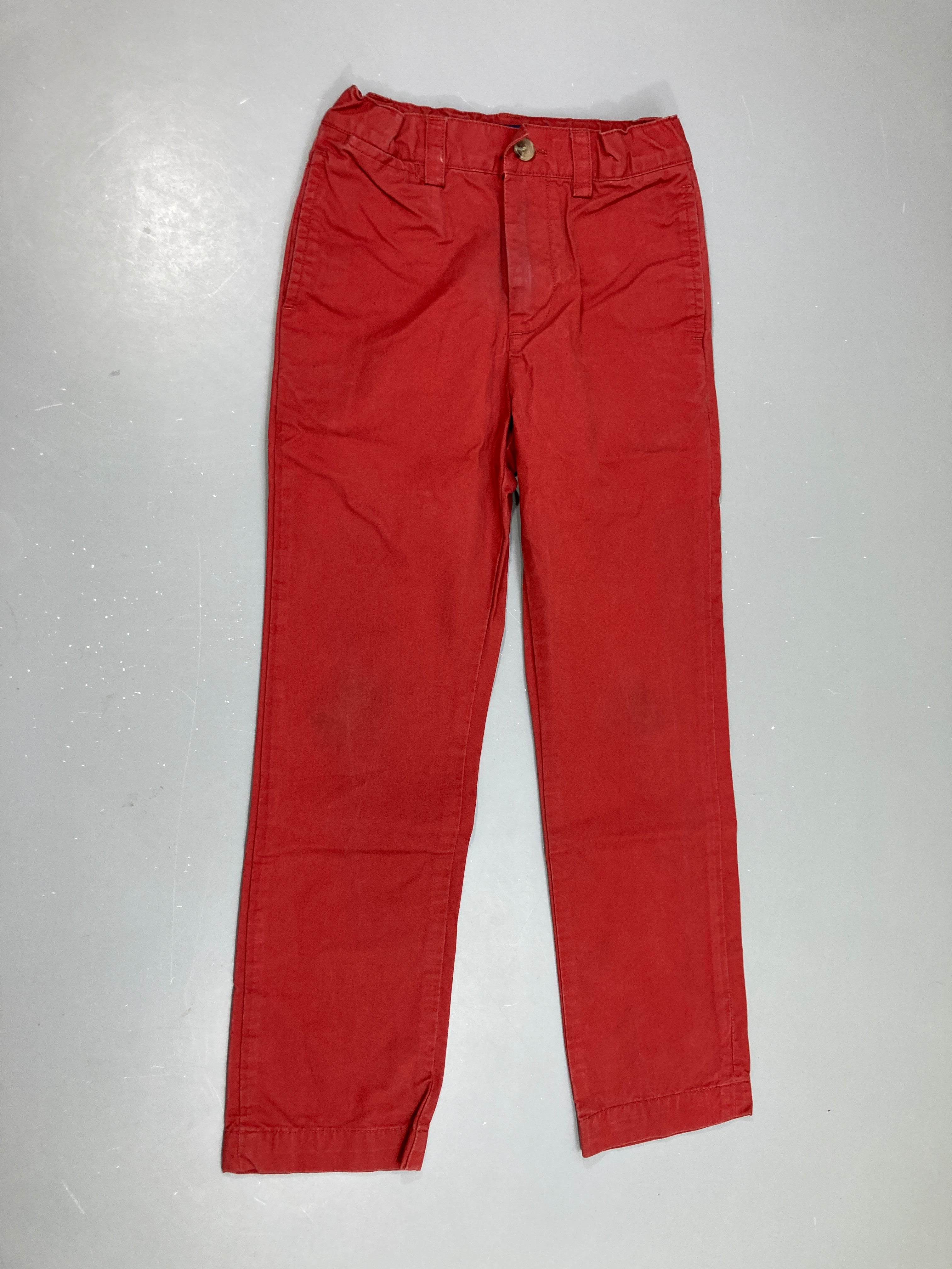Pantalon chino rouge Légèrement délavé couture et petite tache poche arrière