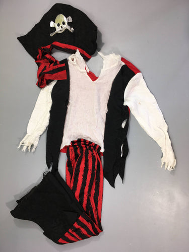 Déguisement Pirate rayure rouge/noir chapeau, moins cher chez Petit Kiwi