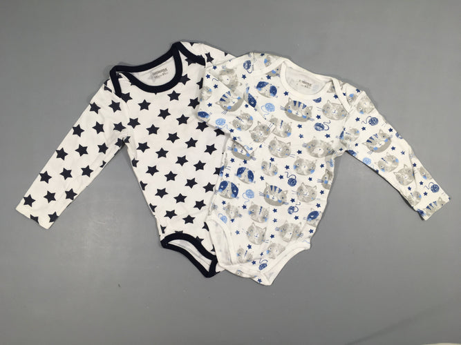 2 Bodies m.l blanc bleu chats, moins cher chez Petit Kiwi