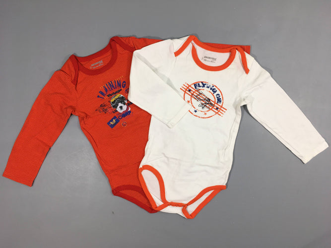 2 Bodies m.l blanc orange avions, moins cher chez Petit Kiwi