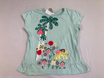 T-shirt m.c vert clair savane léopard fleurs