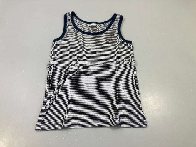 Chemisette s.m rayé blanc/bleu marine,  légèrement boulochée, moins cher chez Petit Kiwi