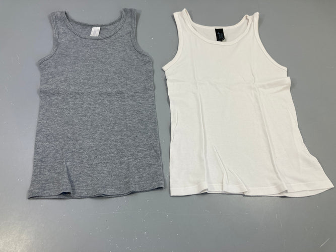 2 chemisttes s.m, 1 blanche et 1 gris chiné, légèrement boulochées, moins cher chez Petit Kiwi