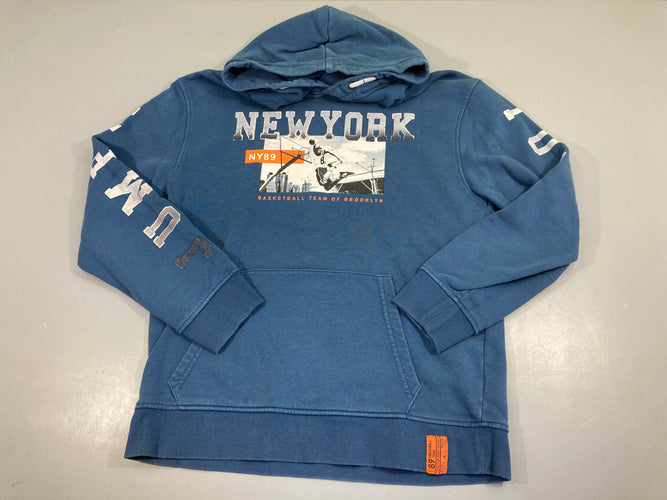 Sweat à capuche bleu foncé New York, moins cher chez Petit Kiwi