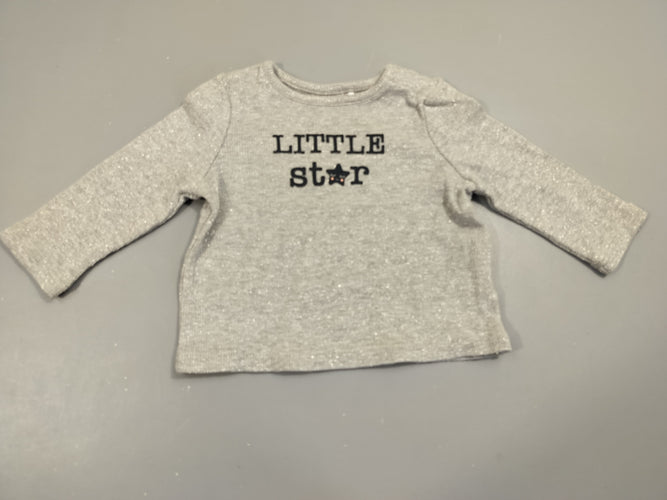 T-shirt m.l gris texturé pailleté "little star", moins cher chez Petit Kiwi