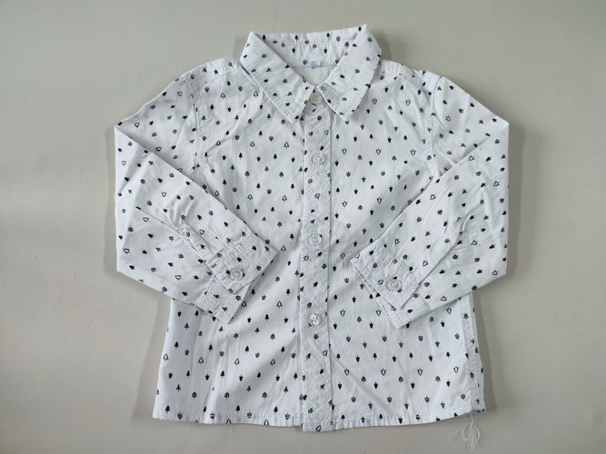Chemise m.l blanche sapins noirs, moins cher chez Petit Kiwi