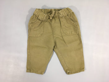 Pantalon kaki 24% Lin taille élastique