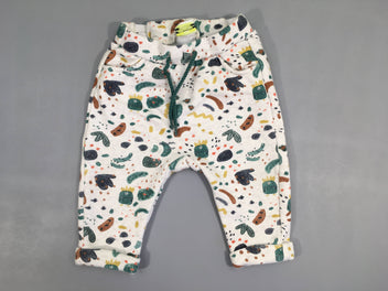 Pantalon molleton gris clair à revers monstres