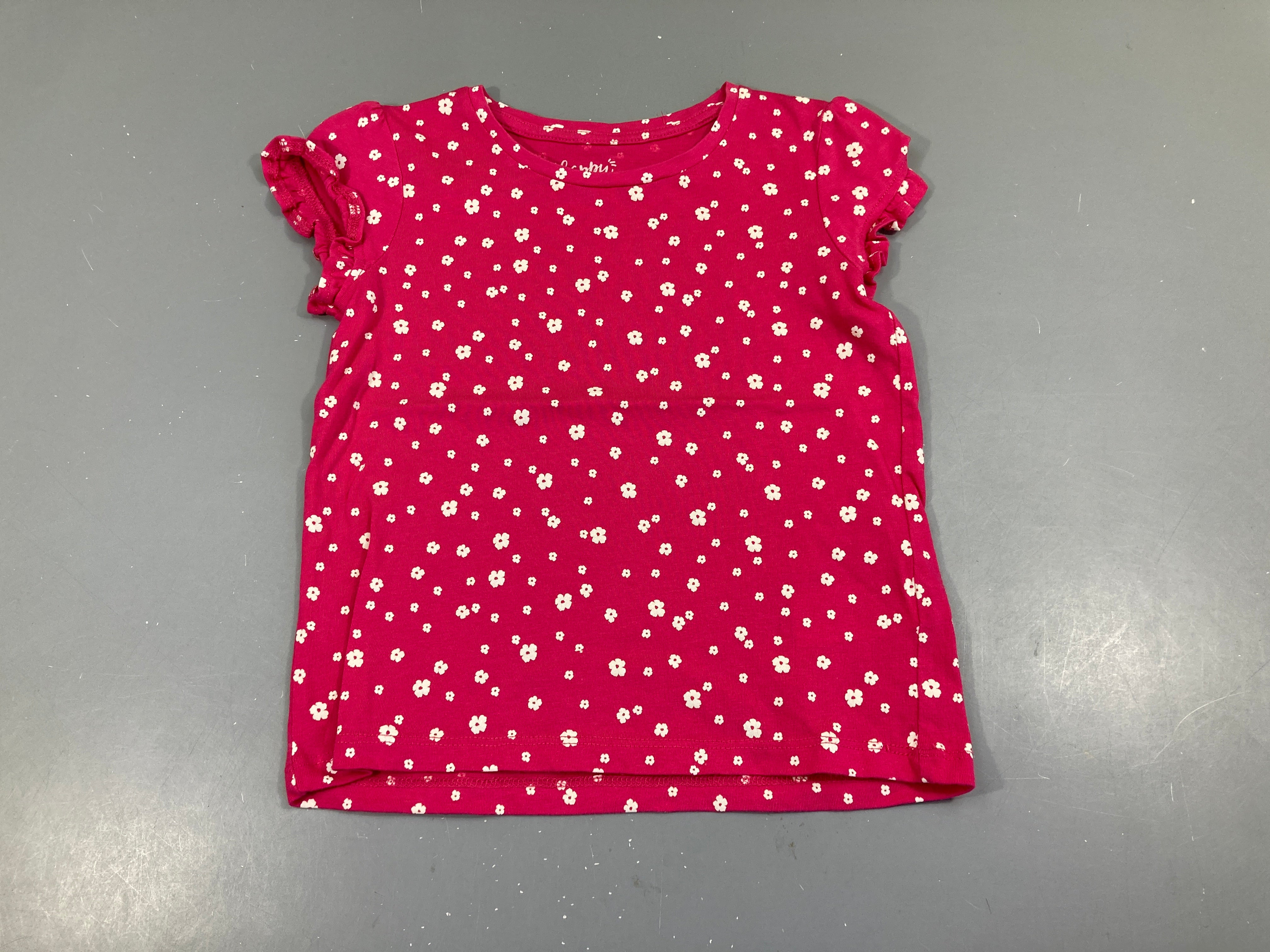 T-shirt m.c rose fleurs blanches