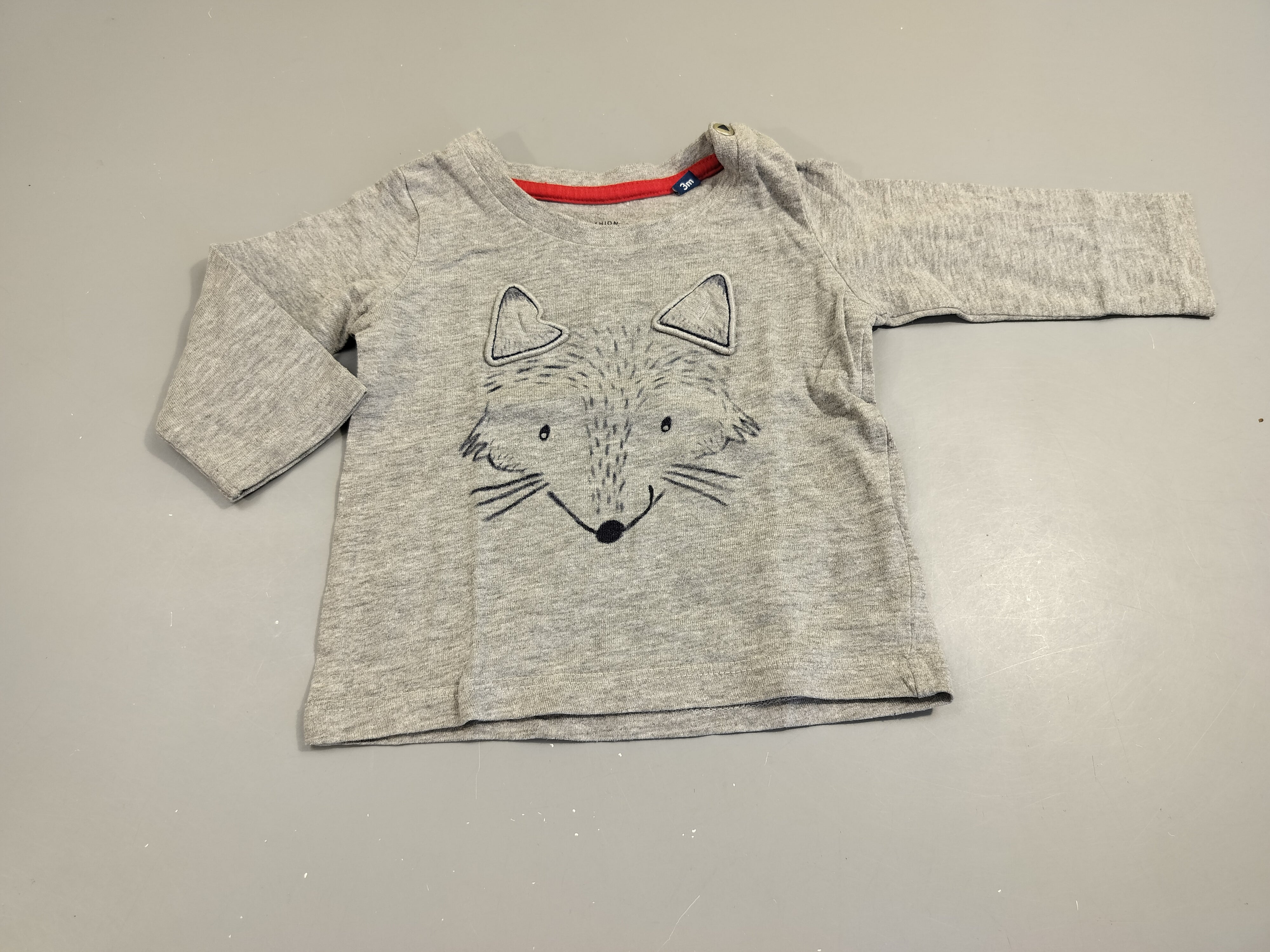 T-shirt m.l gris flammé, tête de loup