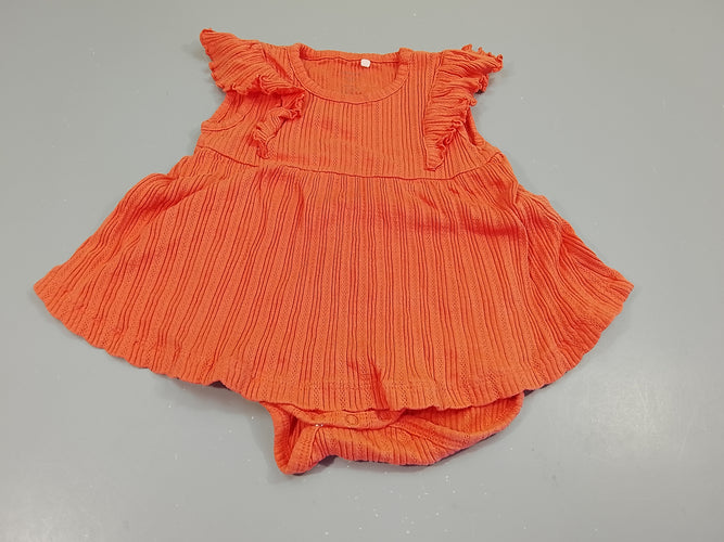 Robe body m.c corail texturé, volants aux manches, moins cher chez Petit Kiwi