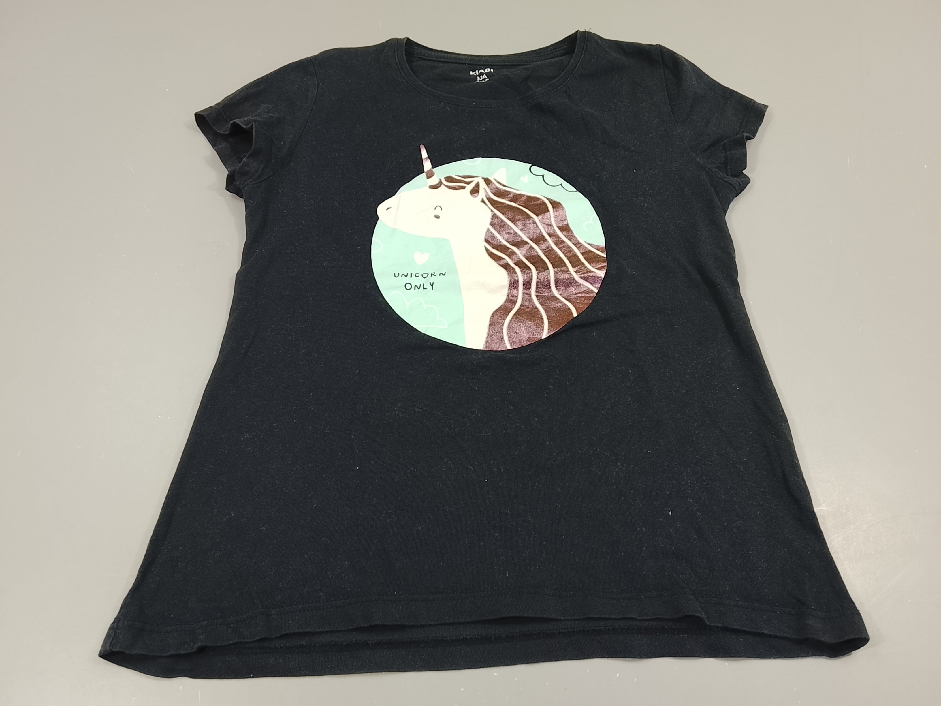 T-shirt m.c noir, flocage licorne