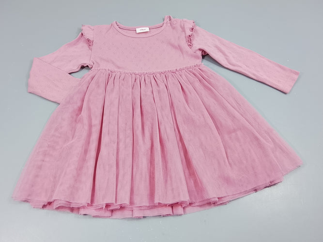 Robe m.l  rose, dessous en tulle doublée jersey, moins cher chez Petit Kiwi