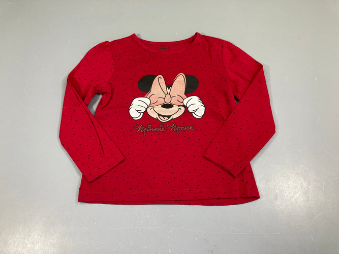 T-shirt m.l rouge pois Minnie, moins cher chez Petit Kiwi