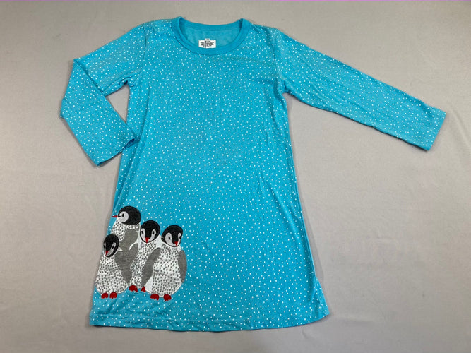 Robe m.l jersey bleu clair pois pingouins, moins cher chez Petit Kiwi