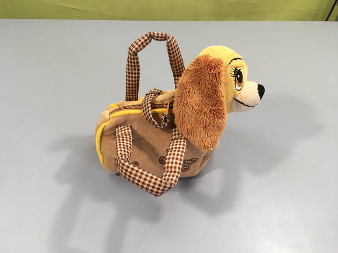 Peluche chien Belle + petit sac de transport, moins cher chez Petit Kiwi