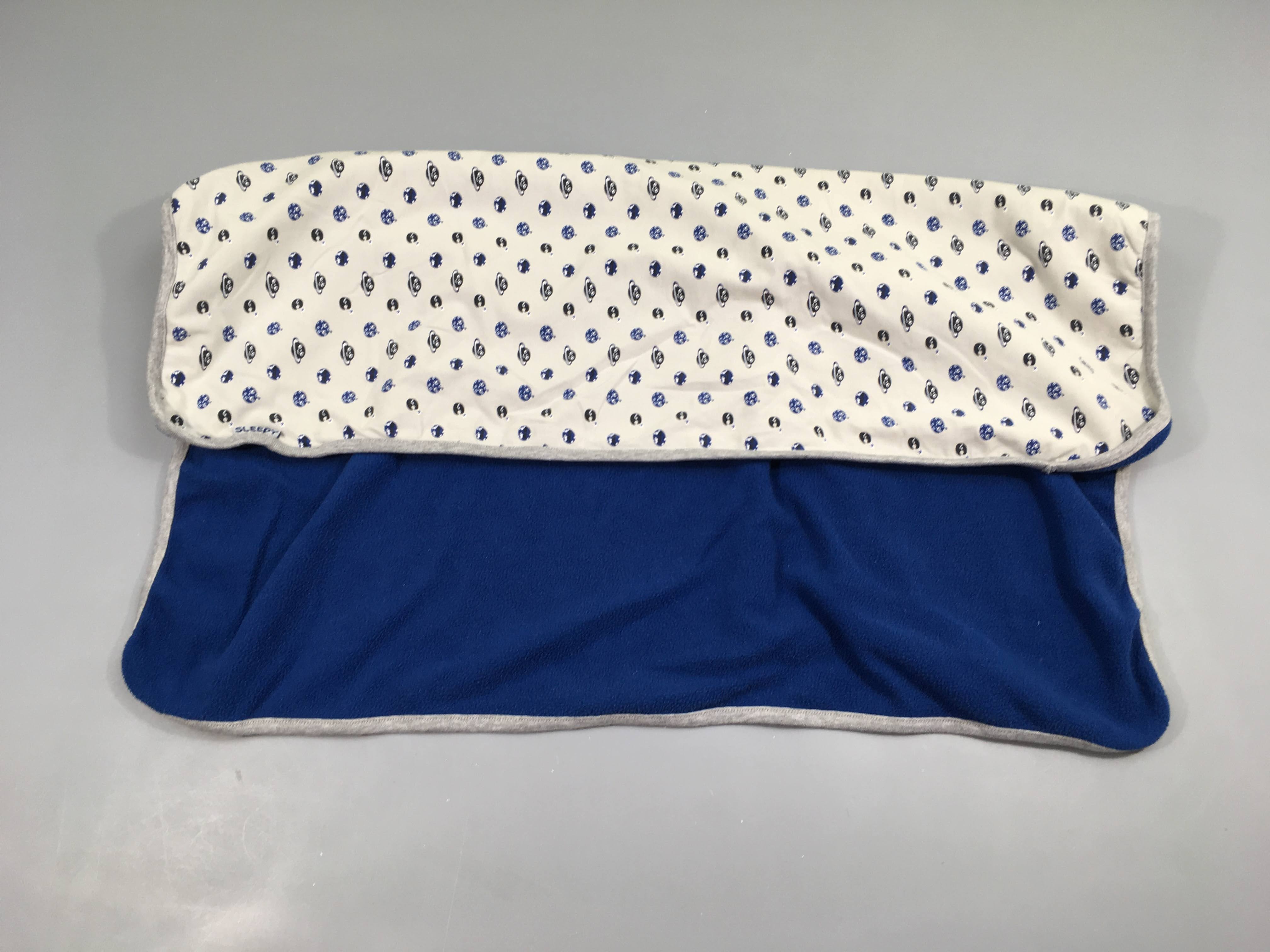 Couverture carrée bi-matière jersey planète/bleu polar 71-71cm