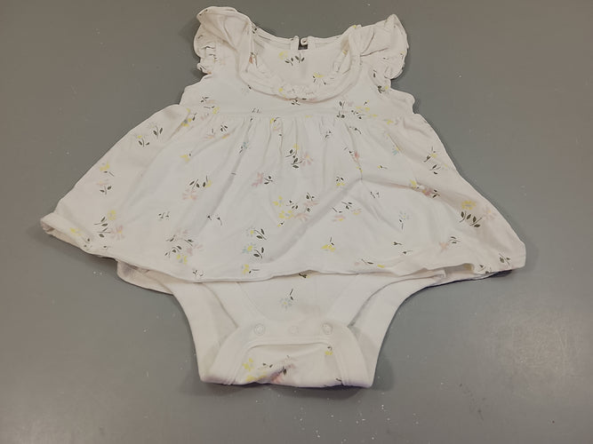 Robe body m.c blanche à fleurs pastel, moins cher chez Petit Kiwi